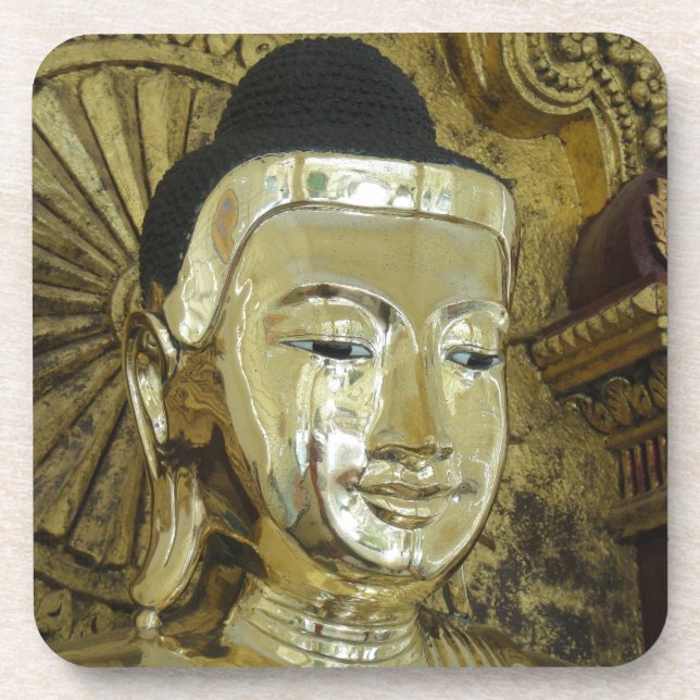 Golden Buddha Statue Inspirational Love Coaster (Front)