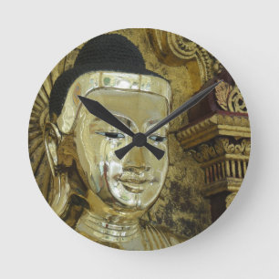 Golden Buddha Statue Inspirational Love Round Clock