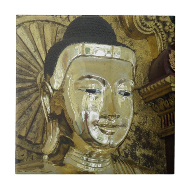 Golden Buddha Statue Inspirational Love Tile (Front)