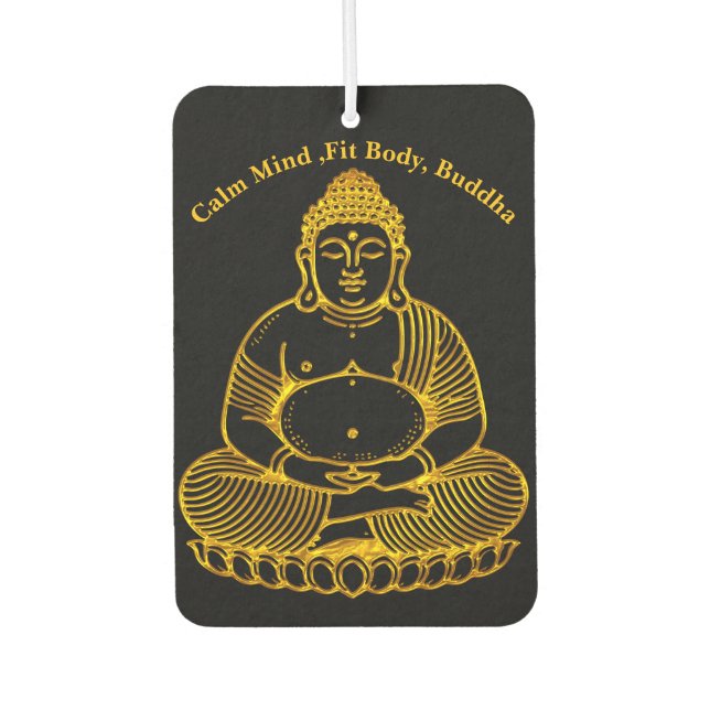 Golden Buddha Statue Meditating in Peaceful Pose Car Air Freshener (Front)