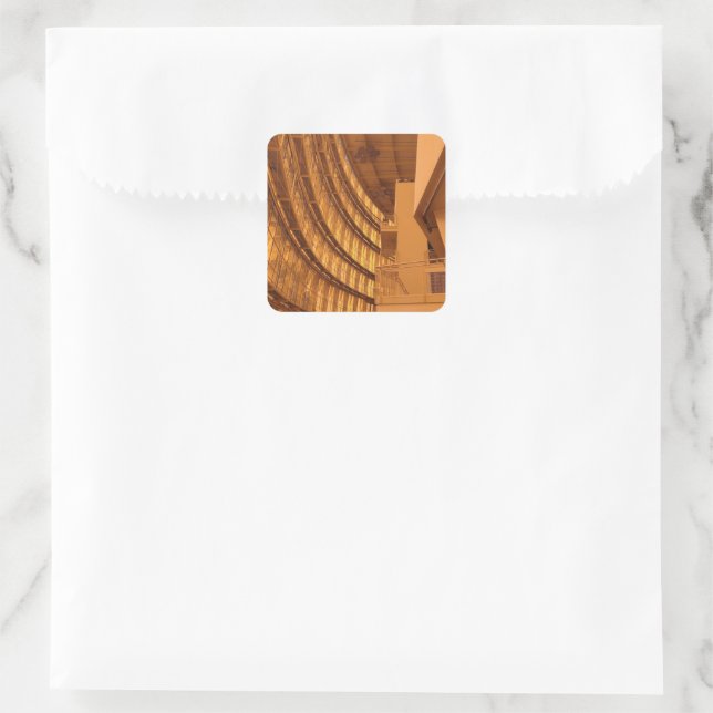 Golden Building Interior Photograph Square Sticker (Bag)
