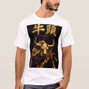 Golden Bull Japanese T-shirt – Kanji Design "牛頭"