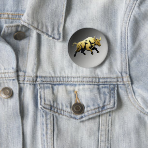 Golden Bull – Strength & Prosperity Emblem 6 Cm Round Badge
