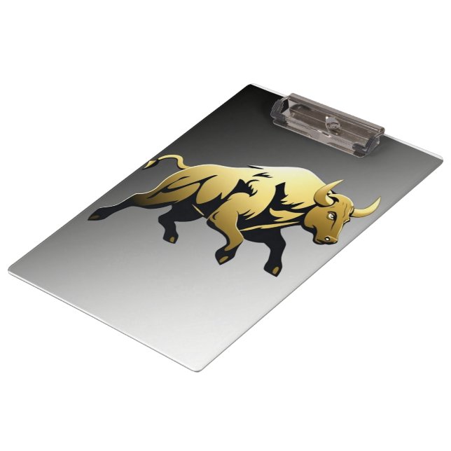 Golden Bull – Strength & Prosperity Emblem Clipboard (Angled)