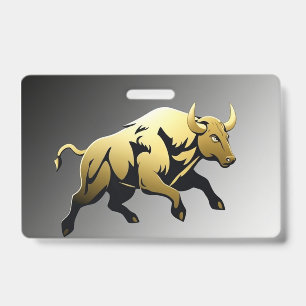 Golden Bull – Strength & Prosperity Emblem ID Badge