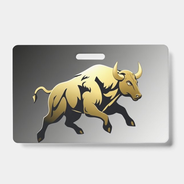 Golden Bull – Strength & Prosperity Emblem ID Badge (Front)