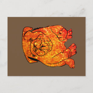 Golden Bulldog  Art Postcard