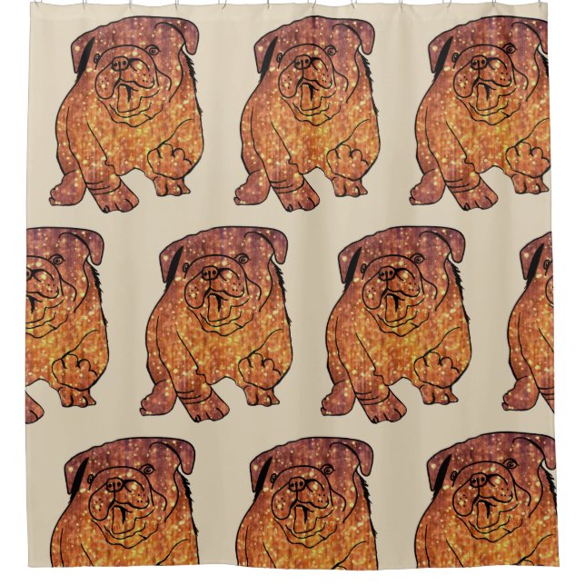 Golden Bulldog French Buldog Shower Curtain (Front)