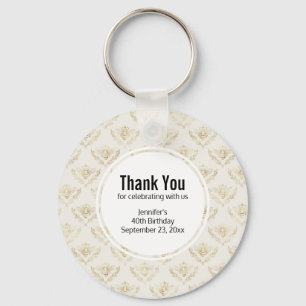 Golden Bumble Bee with a Crown Pattern Birthday Key Ring
