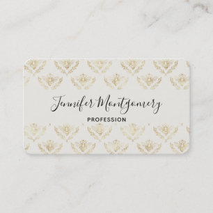 Golden Bumble Bee with a Crown Pattern Business Card