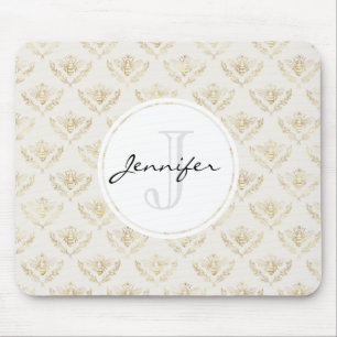 Golden Bumble Bee with a Crown Pattern Mouse Pad