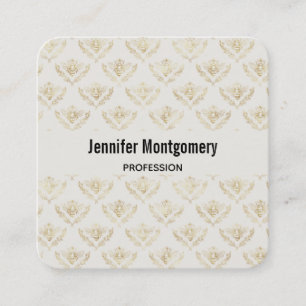 Golden Bumble Bee with a Crown Pattern Square Business Card