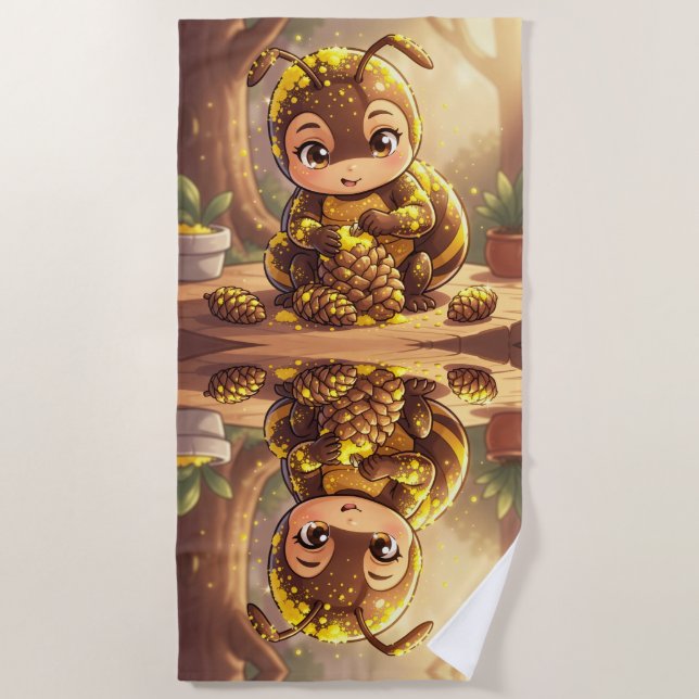 Golden Bumblebee in Bloom Dance.12 Beach Towel (Front)