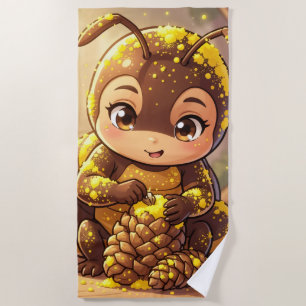 Golden Bumblebee in Bloom Dance.12 Beach Towel