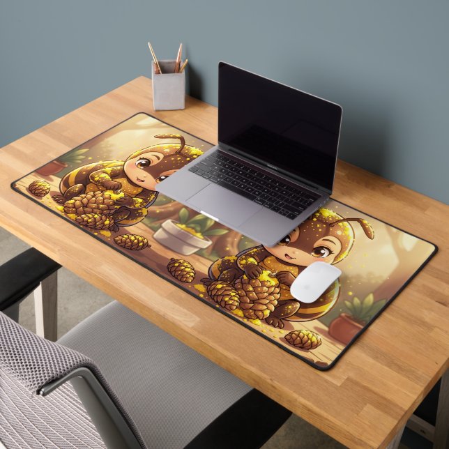 Golden Bumblebee in Bloom Dance.12 Desk Mat (Office 2)