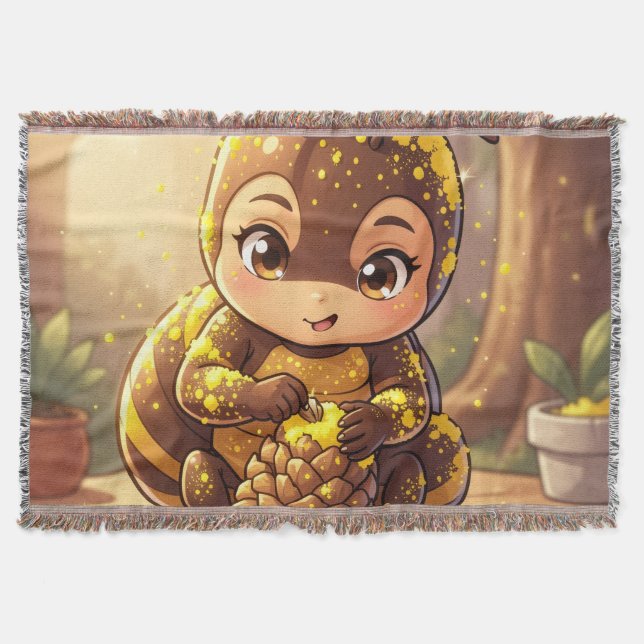 Golden Bumblebee in Bloom Dance.12 Throw Blanket (Front)