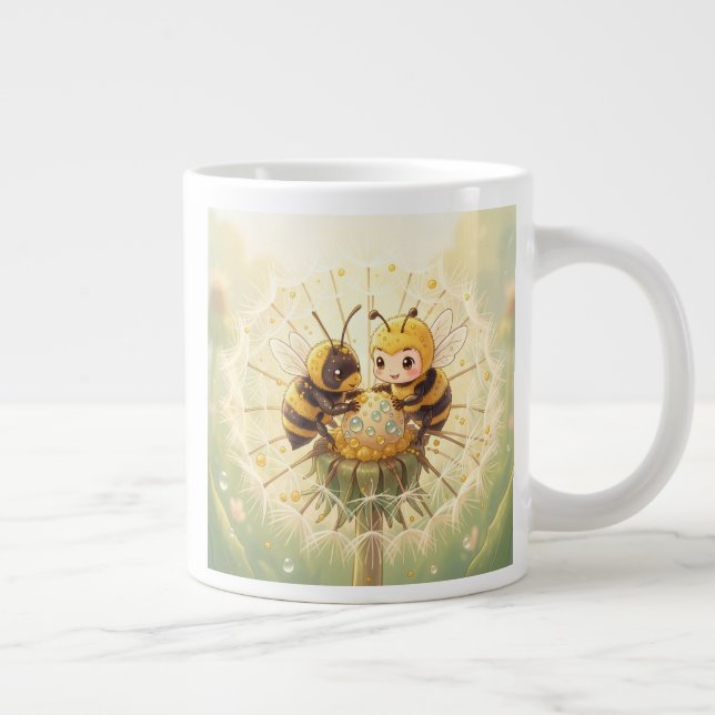 Golden Bumblebee in Bloom Dance.5 Large Coffee Mug (Right)