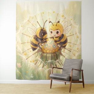 Golden Bumblebee in Bloom Dance.5 Tapestry