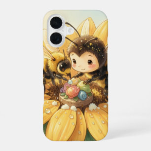 Golden Bumblebee in Floral Dance1 iPhone 16 Case