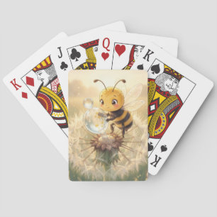 Golden Bumblebee in Floral Dance.9 Playing Cards