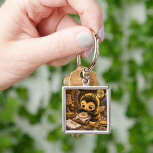 Golden Bumblebee in Flower Dance.11 Key Ring
