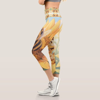 Golden Bumblebee in Flower Dance.7 Capri Leggings