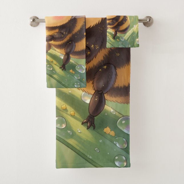 Golden Bumblebee in Flower Dance.8 Bath Towel Set (Insitu)