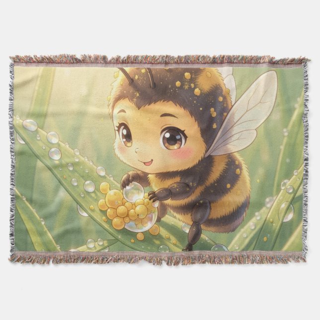 Golden Bumblebee in Flower Dance.8 Throw Blanket (Front)