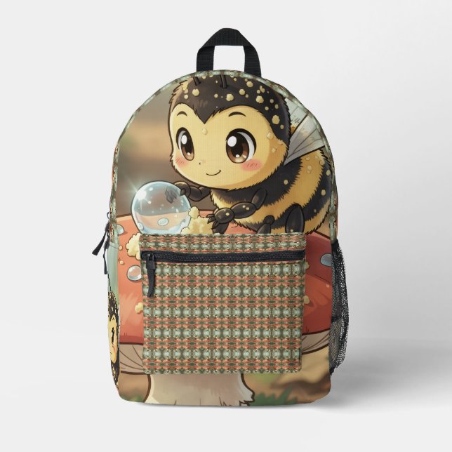 Golden Bumblebee in Flower Dance  Printed Backpack (Front)