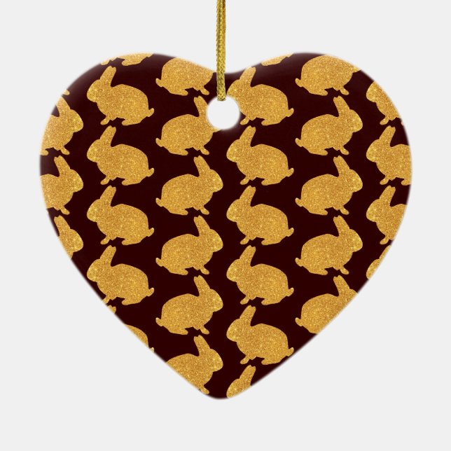 Golden Bunnies Ceramic Tree Decoration (Back)