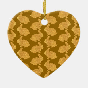 Golden Bunnies Ceramic Tree Decoration