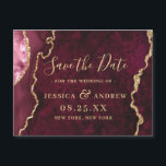 Golden Burgundy Agate Save the Date Magnetic Card<br><div class="desc">Golden Burgundy Agate Save the Date Magnetic Card.</div>