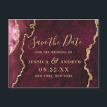 Golden Burgundy Agate Save the Date Magnetic Card<br><div class="desc">Golden Burgundy Agate Save the Date Magnetic Card.</div>