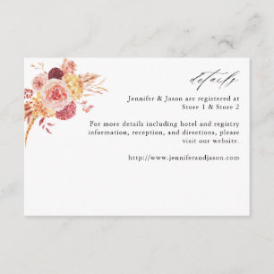 Golden Burgundy & Blush Pink Floral Details 2LG Enclosure Card