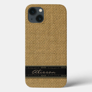Golden Burlap iPhone 6 Custom Monogram Case