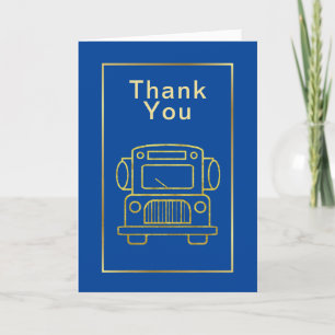 Golden Bus Outline Bus Driver Thank You Card      