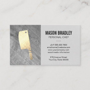 Golden Butcher Knife Chef Business Card