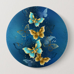 Golden butterflies 10 cm round badge