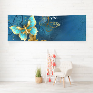 Golden butterflies banner