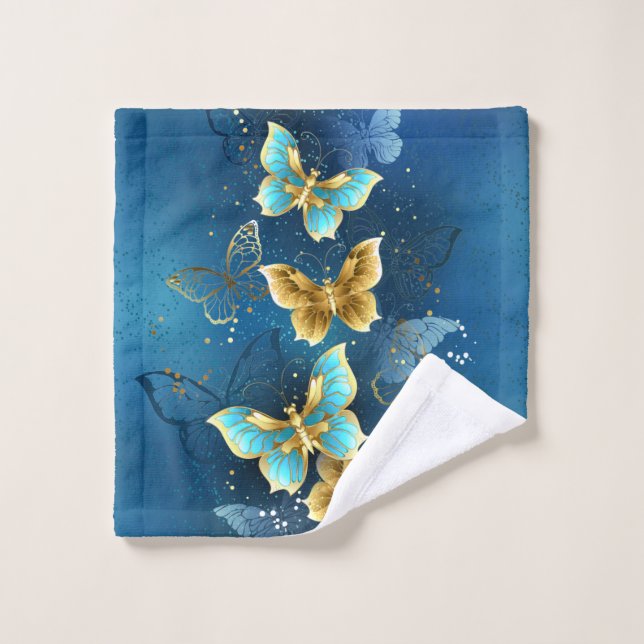 Golden butterflies bath towel set (Wash Cloth)