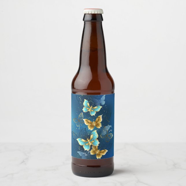 Golden butterflies beer bottle label (Front)