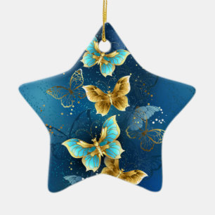 Golden butterflies ceramic tree decoration