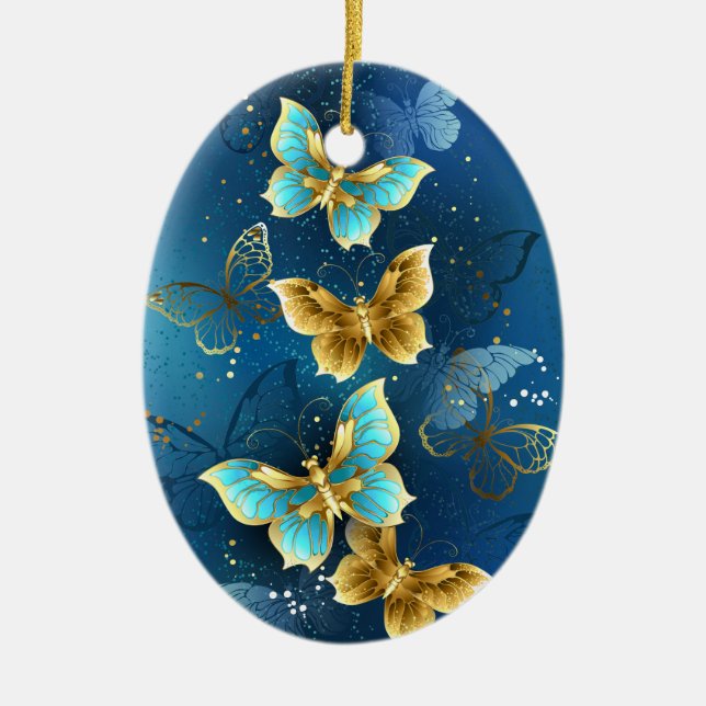 Golden butterflies ceramic tree decoration (Front)