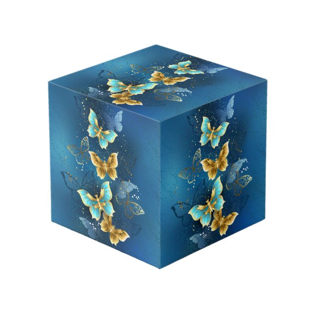 Golden butterflies cube (Front Angled)