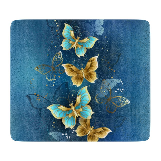 Golden butterflies cutting board (Front)