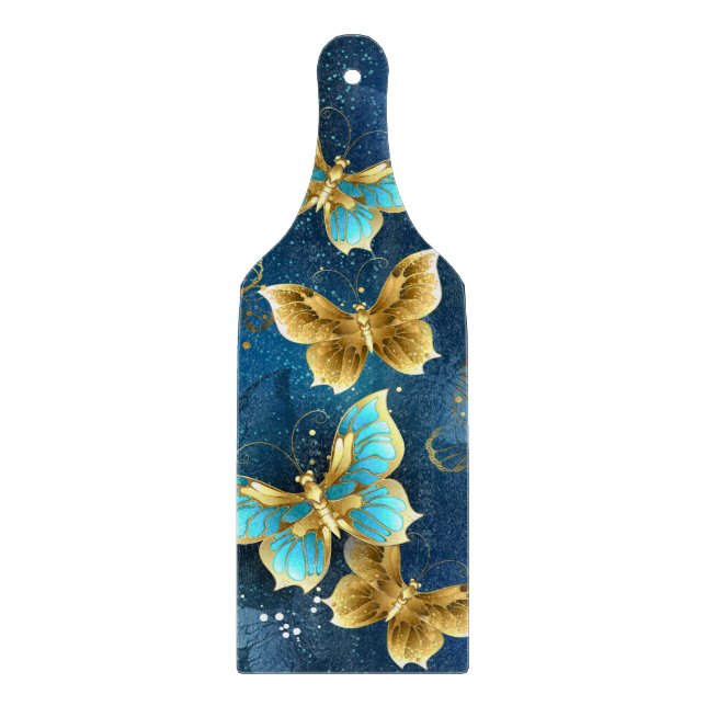 Golden butterflies cutting board (Front)