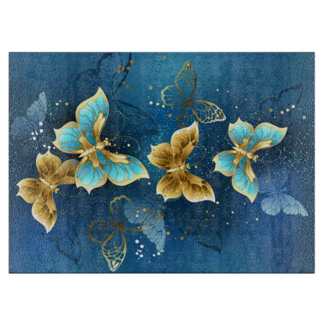 Golden butterflies cutting board (Front)