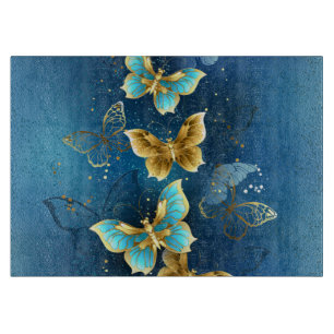 Golden butterflies cutting board