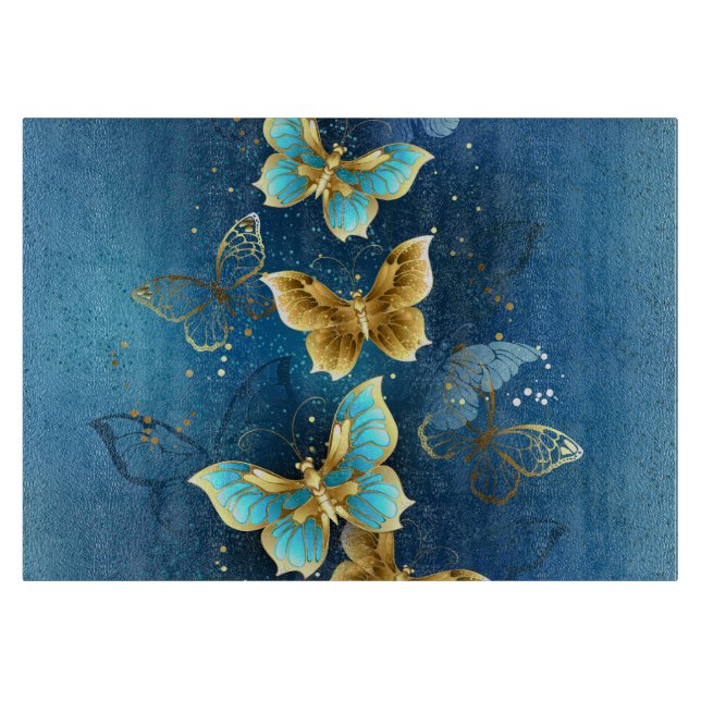 Golden butterflies cutting board (Front)