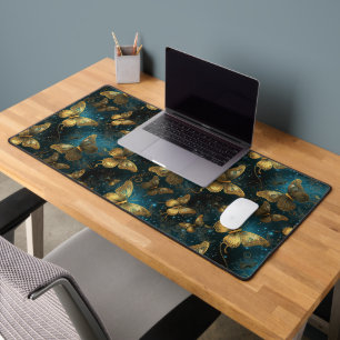 Golden Butterflies Desk Mat
